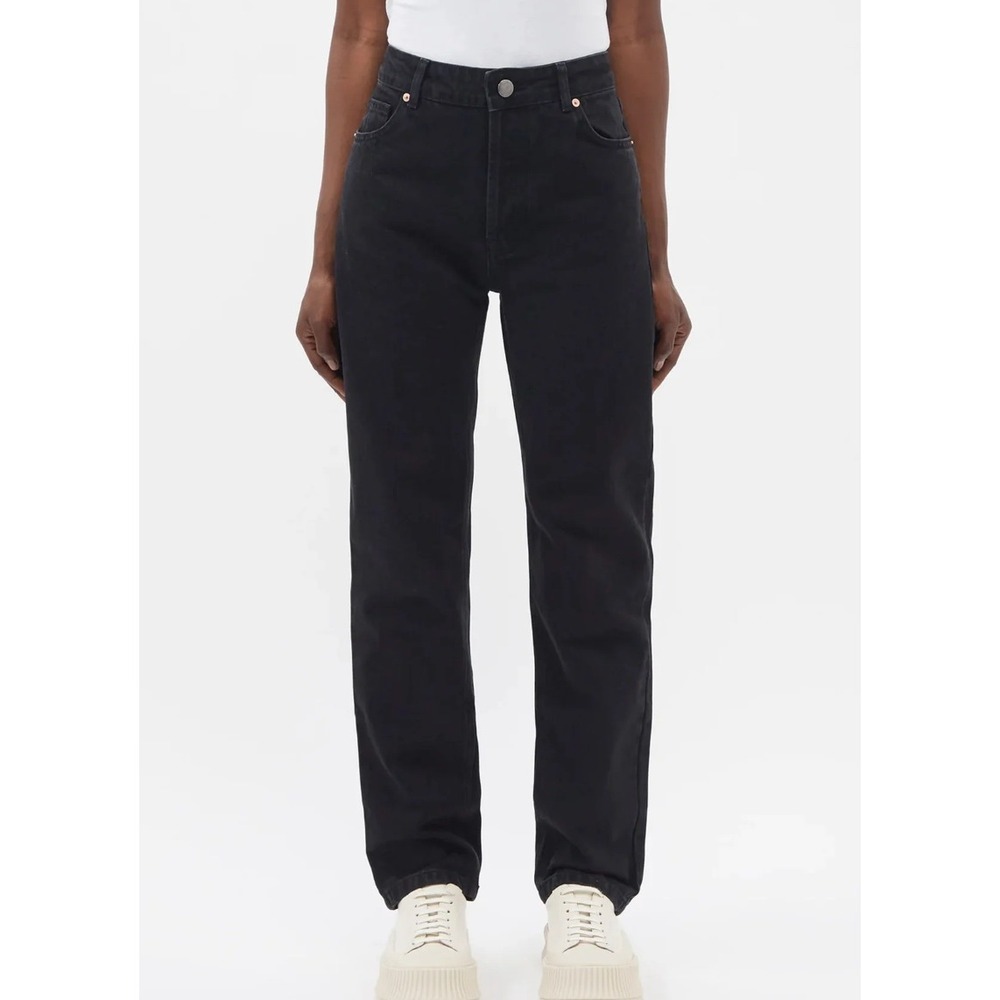 Raey Organic-cotton High-rise Straight leg Jeans in Black sz 27